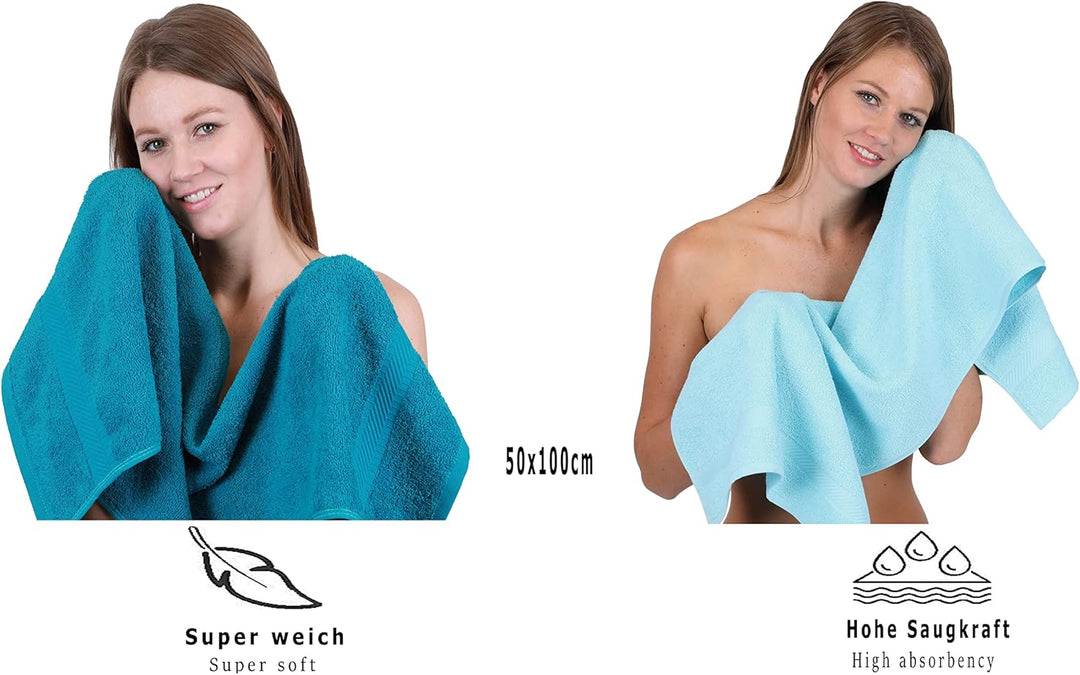 Betz Palermo Handtuch-Set – 6er Handtücher-Set - 2X Liegetücher - 4X Handtücher - 50x100 cm - Petrol