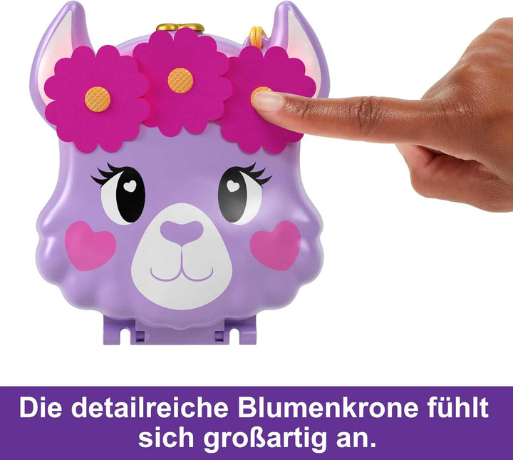 Polly Pocket Camp Abenteuer - Lama Schatulle Spielset mit 2 Puppen, 5 Spielelementen, 13 Accessoires