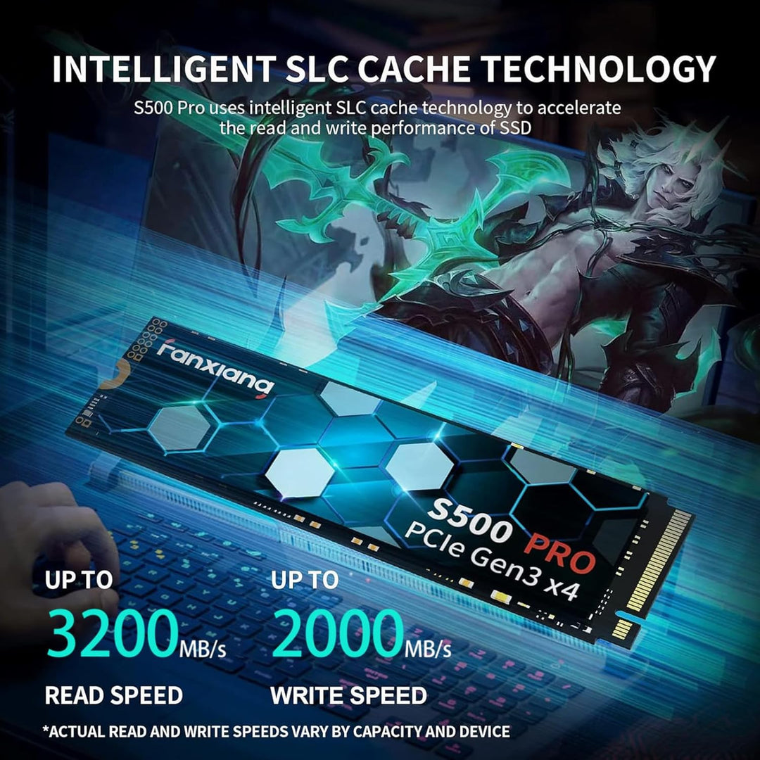 fanxiang S500 Pro 1TB NVMe SSD M.2 PCIe Gen3x4 2280 Eingebaute SSD, SLC Cache 3D NAND TLC, Bis zu 35