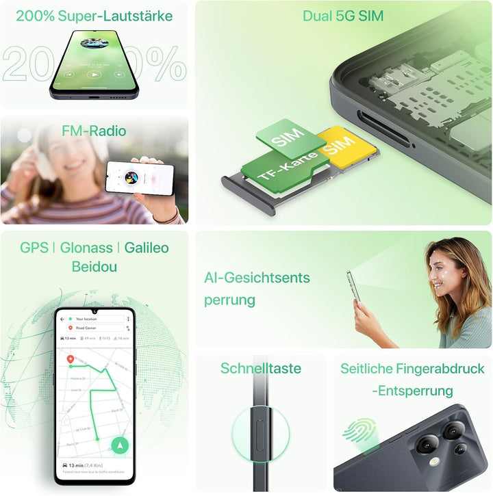 UMIDIGI G9 5G Handy, Android 14 Smartphone ohne Vertrag, 90HZ Octa-Core,12GB+128GB Smartphone,6.75"