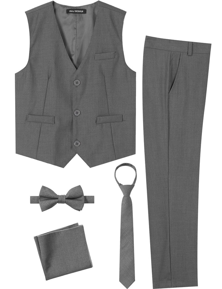 mintgreen 2er Set Anzüge für Jungen, Weste & Hose & Fliege & Krawatte & Einstecktuch, 116-164 116-12