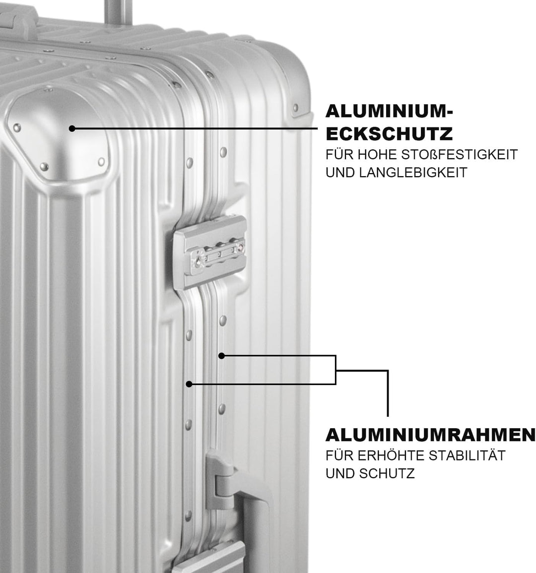 FusionShell mit Aluminiumrahmen Hartschalen-Kofferset 3-teilig, 57 68 77 cm (43L 65L 110L), Rahmenve