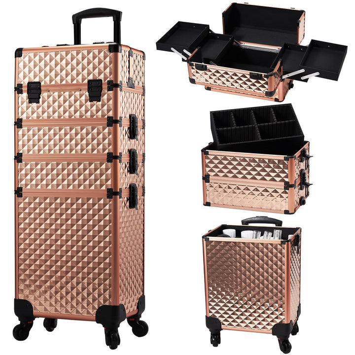 Kosmetikkoffer Trolley 4-in-1 Kosmetikkoffer Gross Kosmetik Trolley Make up Koffer Schminkkoffer mit
