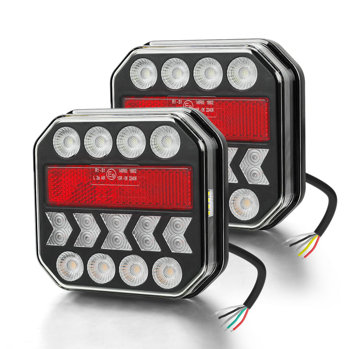 2 Stück Anhänger Rücklichter, IP65 12/24 V Superhell Wasserdicht Blinker Bremse Rückwärtsgang Nebels