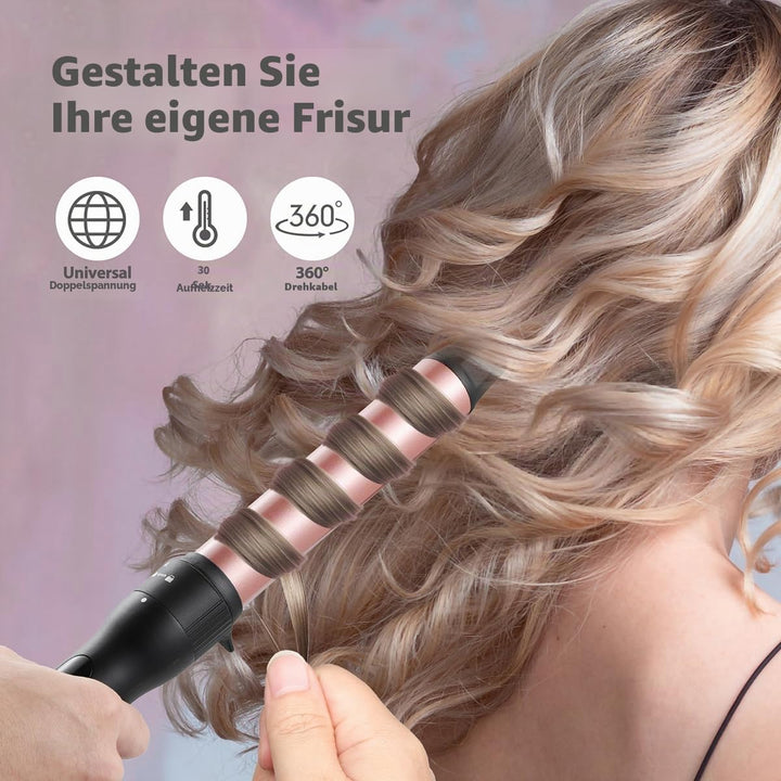 5 in 1 Lockenstäbe mit Glätteisen, Lockenstab mit verschiedenen Aufsätzen für Grosse und Kleine Lock