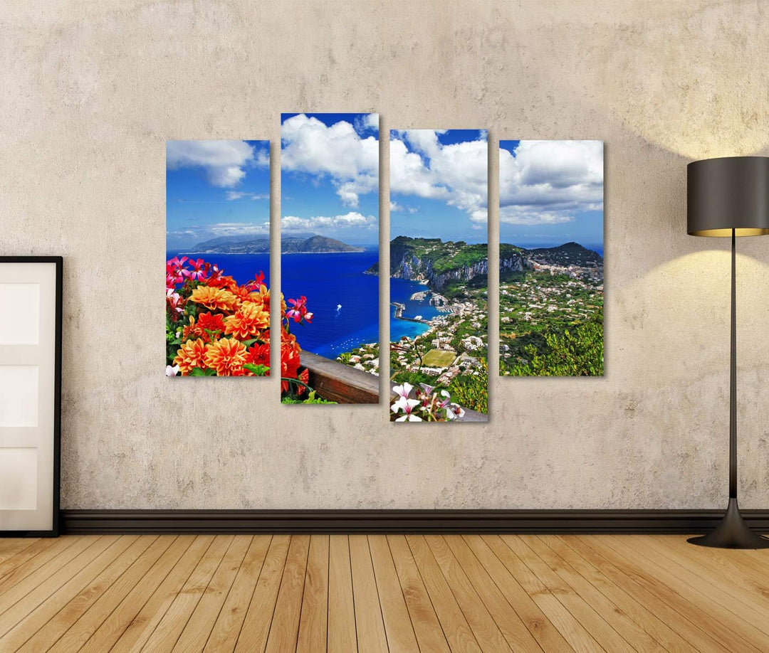 Bild Bilder auf Leinwand malerische Insel Capri Italien Wandbild Poster Leinwandbild RDJ 130x80cm -