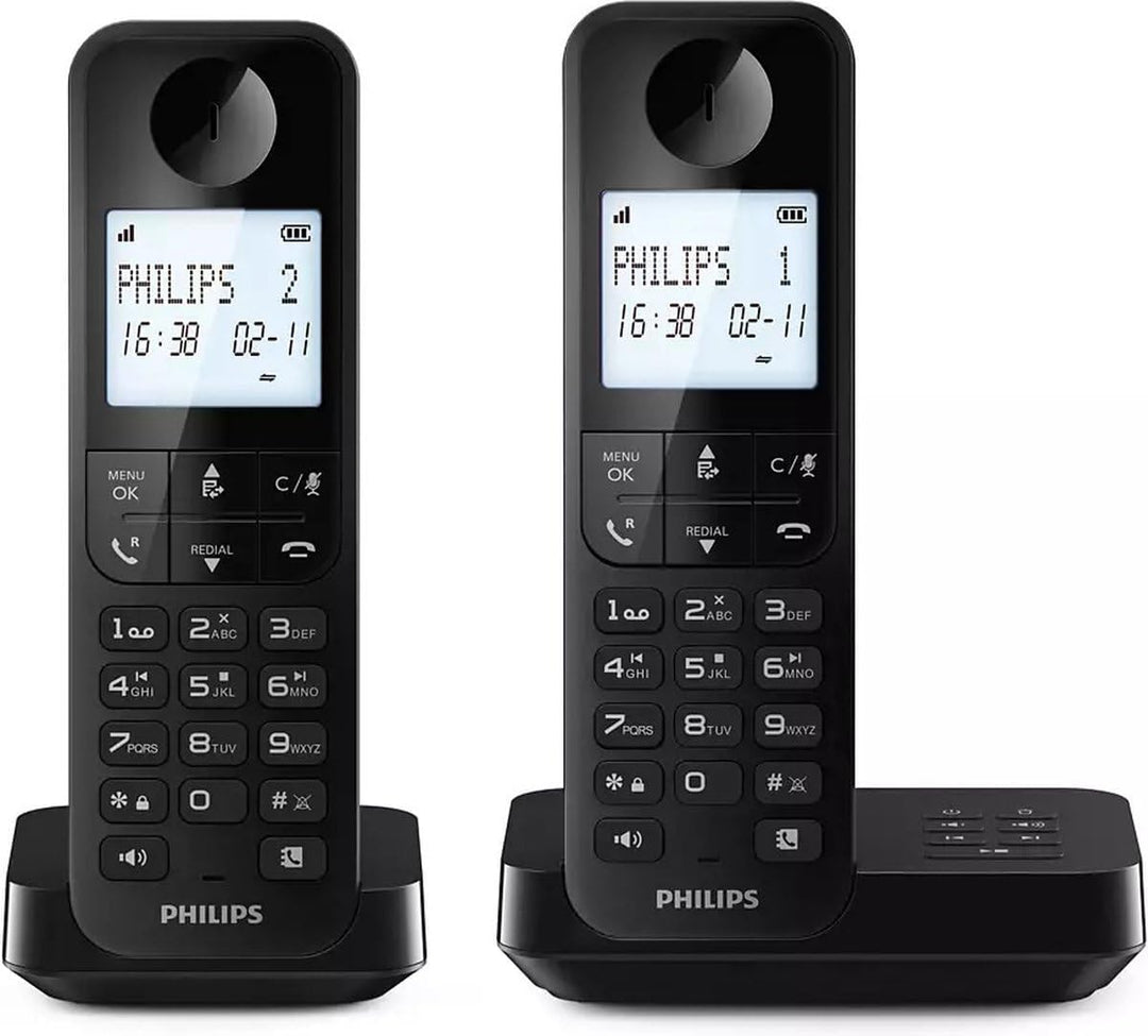 Philips Schnurlostelefon D2752B/12 - DECT - 2 Mobilteile - Haustelefon - Festnetz - Rufnummernerkenn