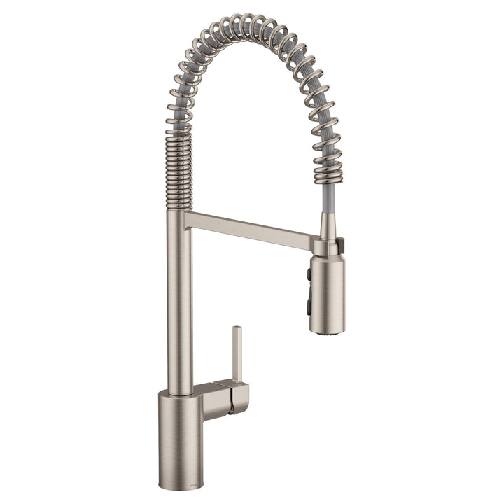 Moen 5923SRS Ausrichten Einhebel-Vorspülfeder-Küchenarmatur mit Power-Boost, Fleckenresistent, Stand