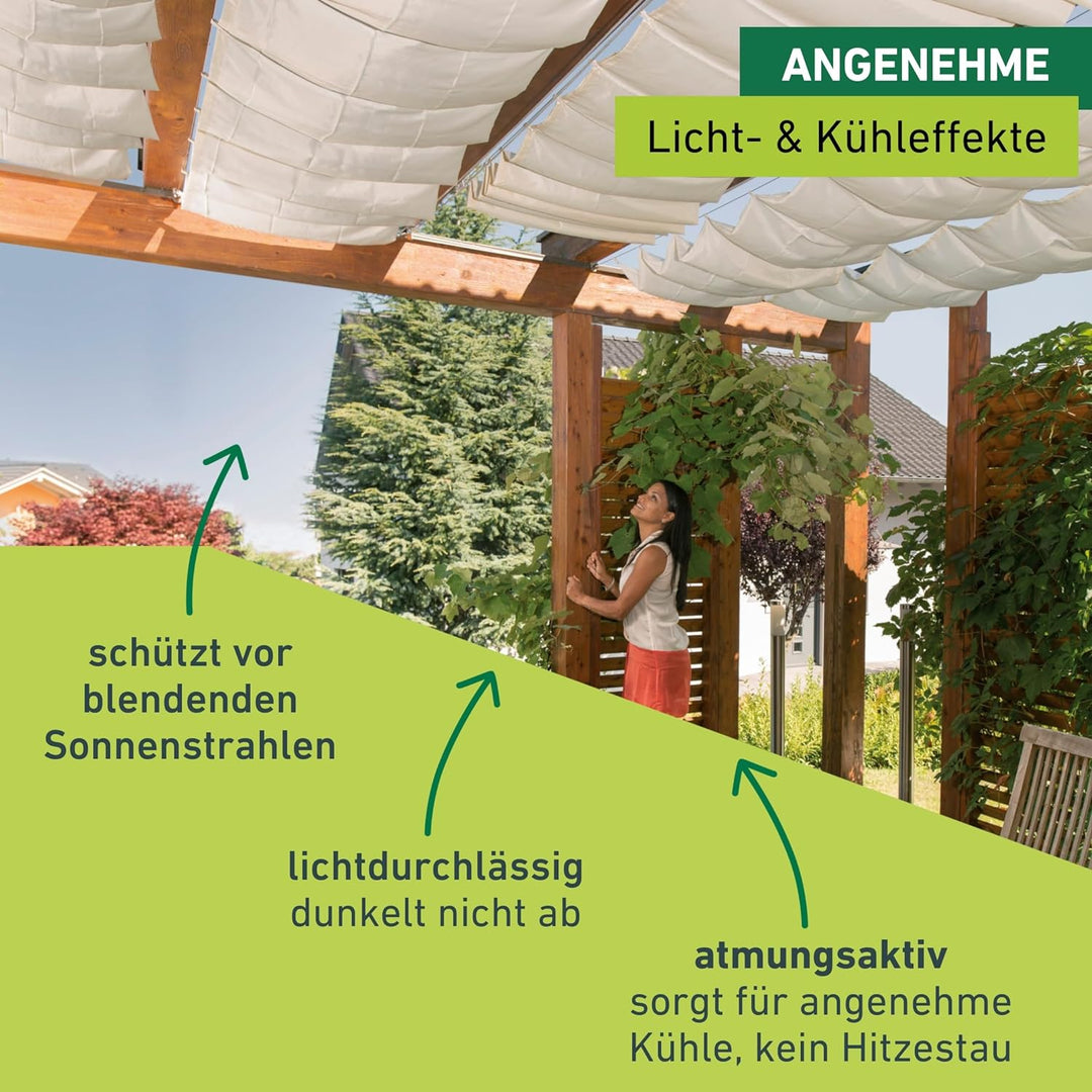 Windhager Sonnensegel für Seilspanntechnik Komplett-Set inkl. Sonnen-Segel 270 x 140 cm, ideal für P