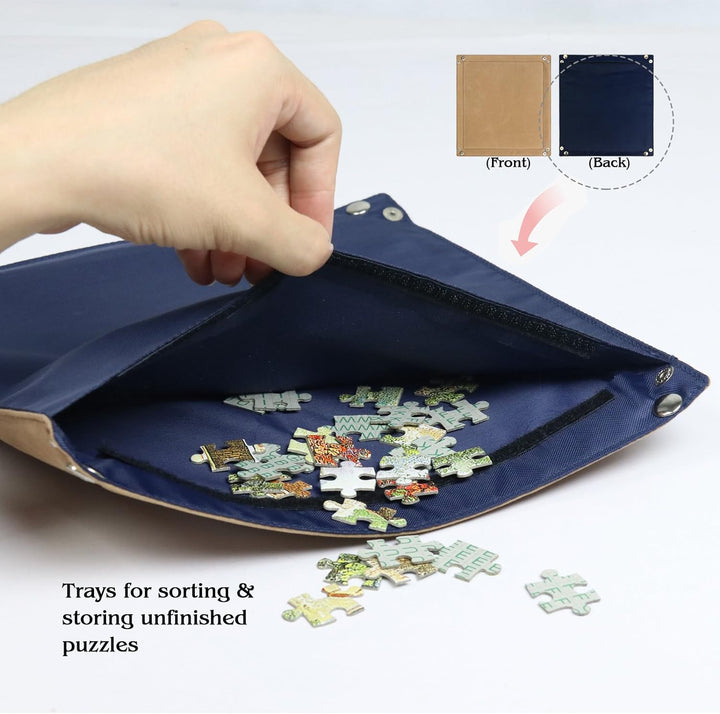 LAVIEVERT Oxford Stoff Puzzle Brett mit Etui, tragbare Puzzle Aufbewahrung für bis zu 1.500 Teile –
