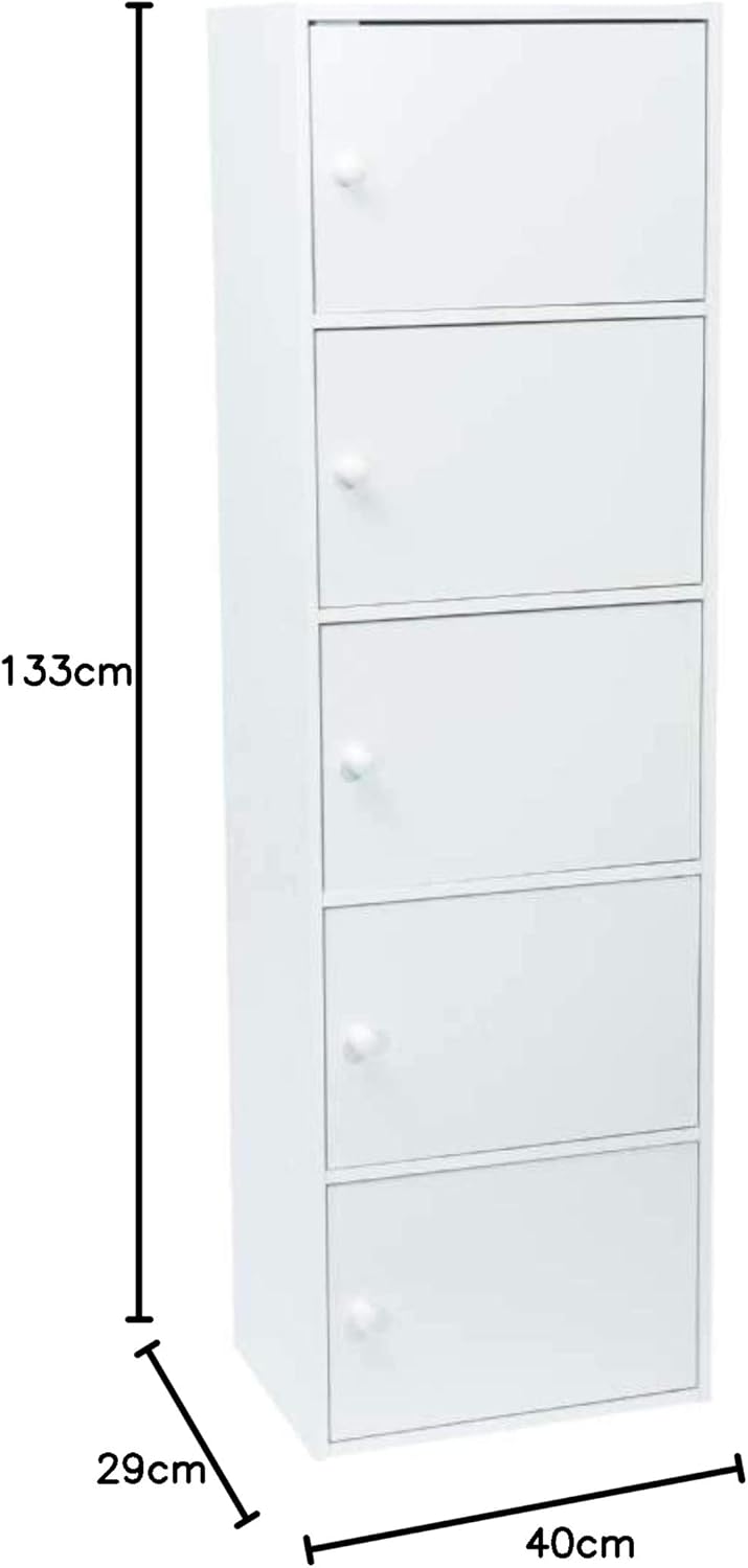 WERKA PRO Weisses Möbel mit Türen 5 Türen (133 x 40 x 29 cm) 5 Türen (133 x 40 x 29 cm) Weiss, 5 Tür