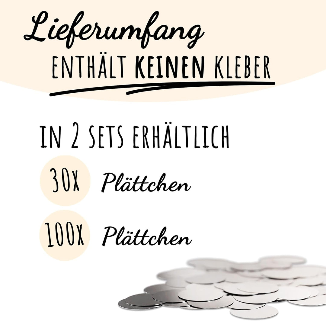 Metallplättchen für Toniefiguren, Haftgrund für Magnete, Metallscheiben aus magnethaftendem Edelstah