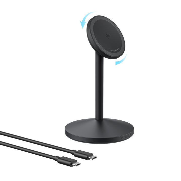 Anker MagGo kabellose Ladestation, 15W Qi2 für MagSafe, Ständer mit USB-C Kabel, Magnetisches Ladege