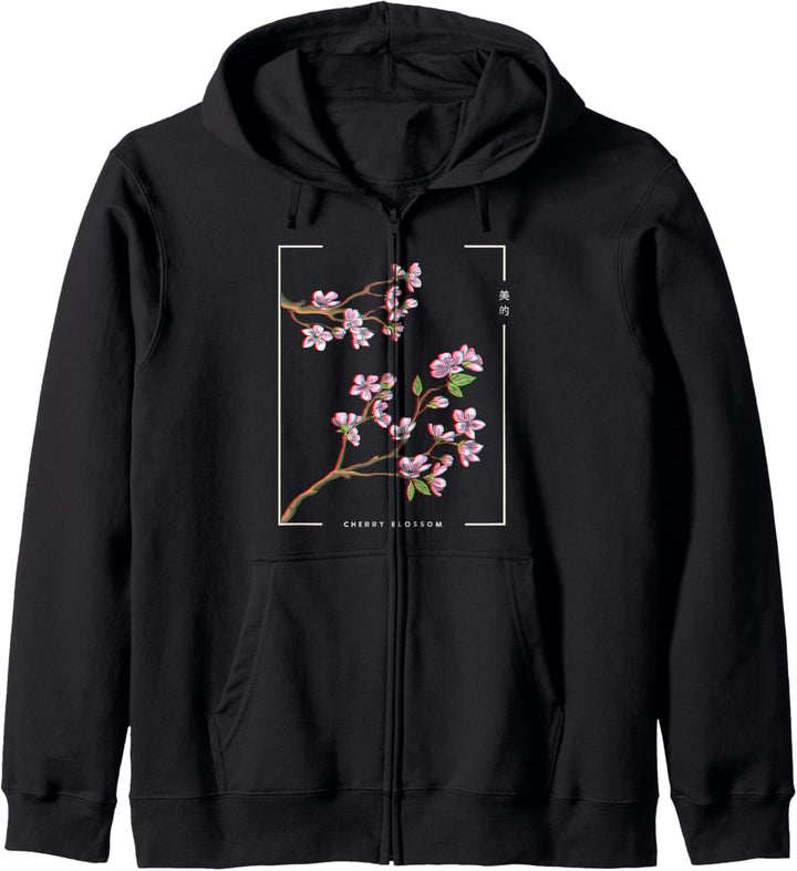 Japanese Aesthetic Vaporwave Cherry Blossom Glitch Anime Kapuzenjacke
