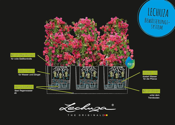 LECHUZA TRIO Stone 40 graphitschwarz 15056 129.5x42x44 cm Graphitschwarz, 129.5x42x44 cm Graphitschw