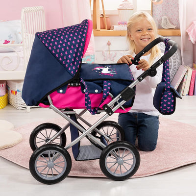 Bayer Design 13654AA City Star in modernen Einhorn Design, Kombi Puppenwagen, mit herausnehmbarer Tr