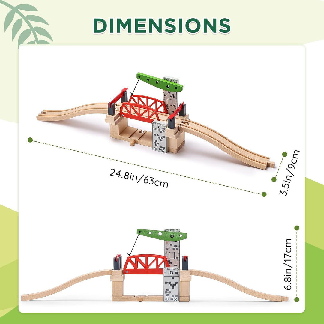 SainSmart Jr. Holzeisenbahn-Set Zubehör, bewegliche Hebebrücke Set mit Gleis für Kinder, kompatibel