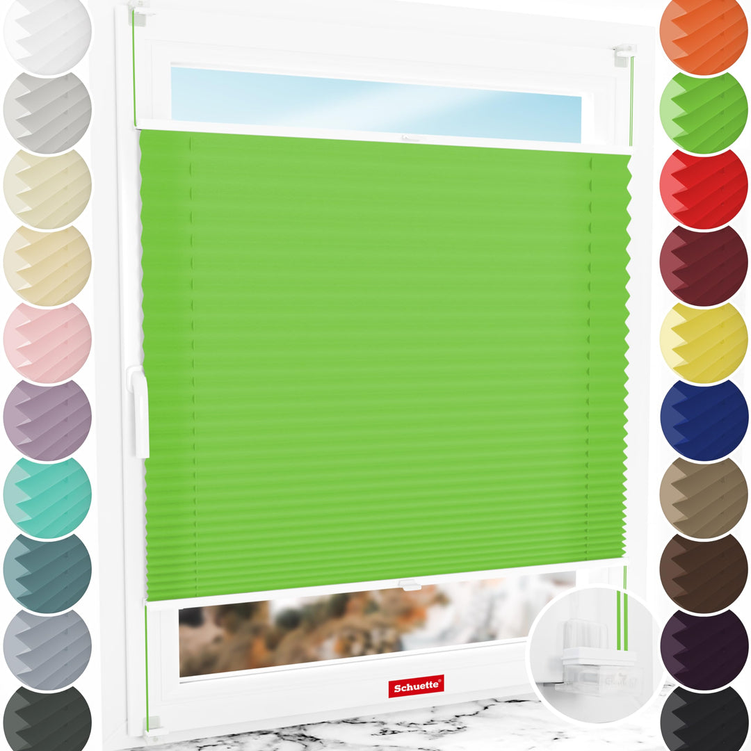 Schuette® Plissee ohne Bohren ● Premium Kollektion: Green Meadow (Grün) ● 30x100cm (Breite x Höhe) ●