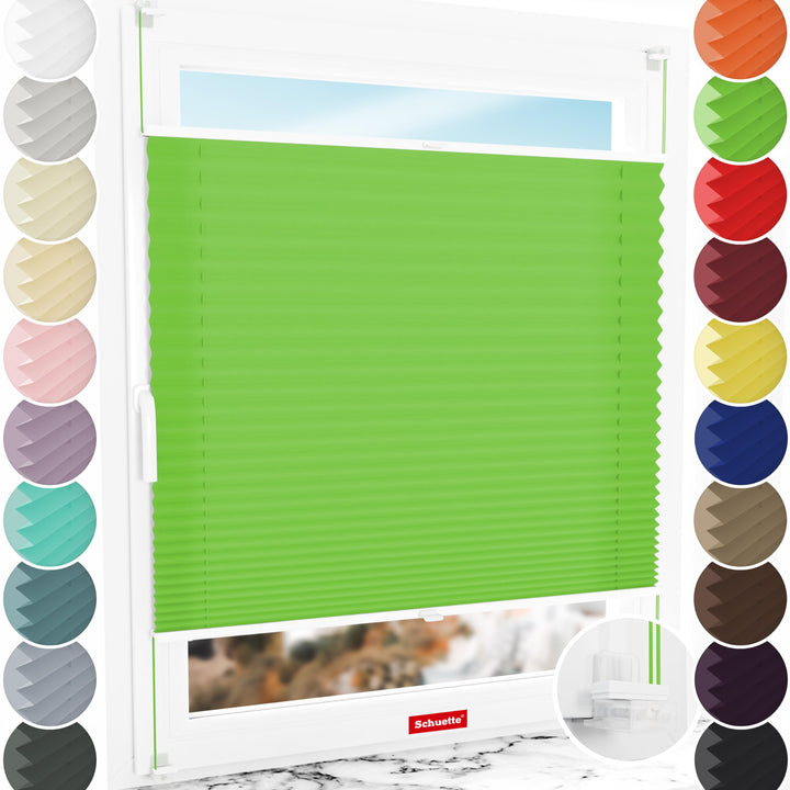 Schuette® Plissee ohne Bohren ● Premium Kollektion: Green Meadow (Grün) ● 30x100cm (Breite x Höhe) ●