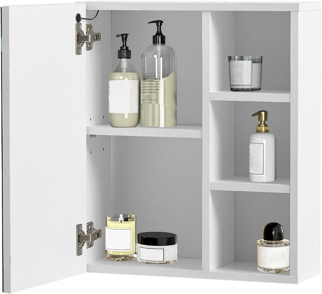 CLIPOP LED Spiegelschrank Badezimmer mit Beleuchtung und Aufbewahrungsregalen, Berührung Sensorschal