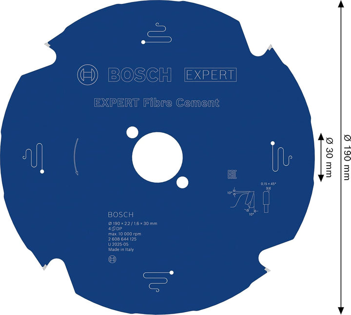 Bosch Professional 1x Kreissägeblatt Expert for Fiber Cement (Faserzement, Sägeblatt Ø 190 x 30 x 2,