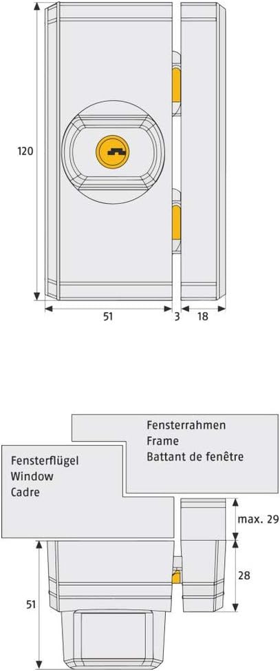 ABUS Fenster-Zusatzsicherung FTS96 AL0125 - Fensterschloss 2 verkrallenden Stahlriegeln, gleichschli