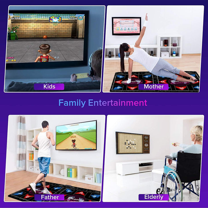 HDMI Doppel-Tanzmatte für Kinder &amp; Erwachsene,64GB Speicherkarte,899 Spiele,650 Songs &amp; 75 MVs–Fitne