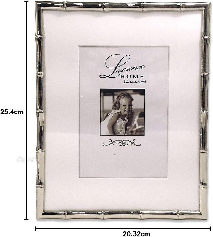 Lawrence Frames Bamboo Design Metallrahmen, 20,3 x 25,4 cm, mattiert, 5 x 7, Silber 8x10 (5x7 Mat) s