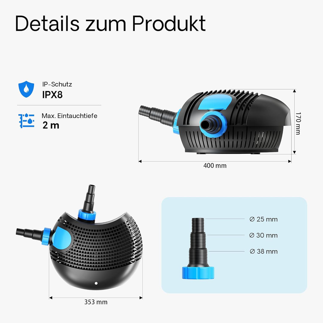 SunSun CTF-12000 SuperECO Bachlaufpumpe Filterpumpe 12000l/h 100W