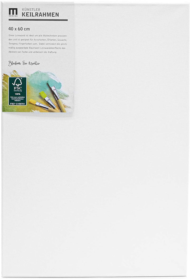 10er-Set 30x80cm Künstler-Leinwand Canvas zum Bemalen. Die leere, weisse Leinwand aus 100% Baumwolle