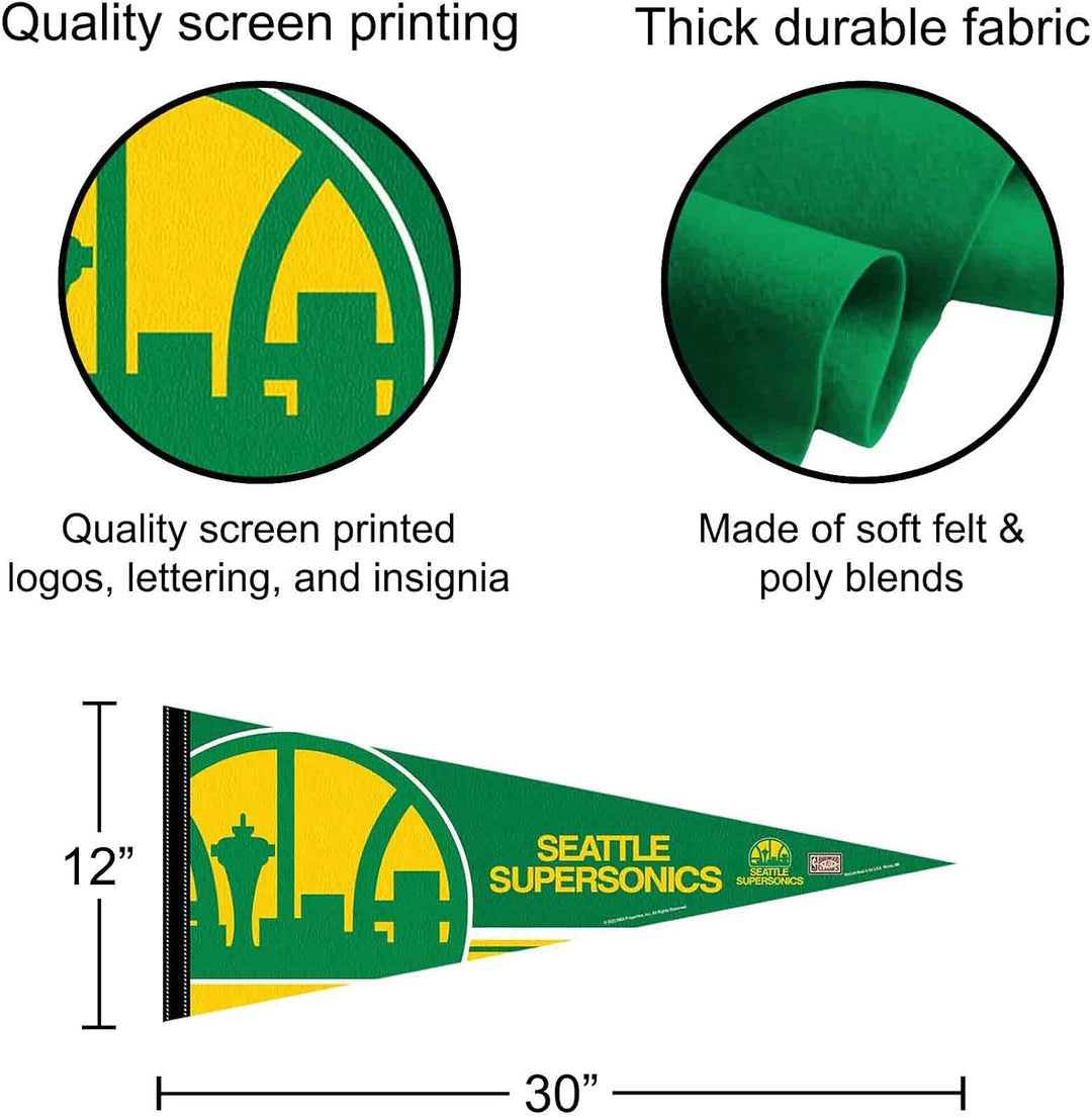 WinCraft Seattle Supersonics Throwback Retro Vintage Pennant Flag
