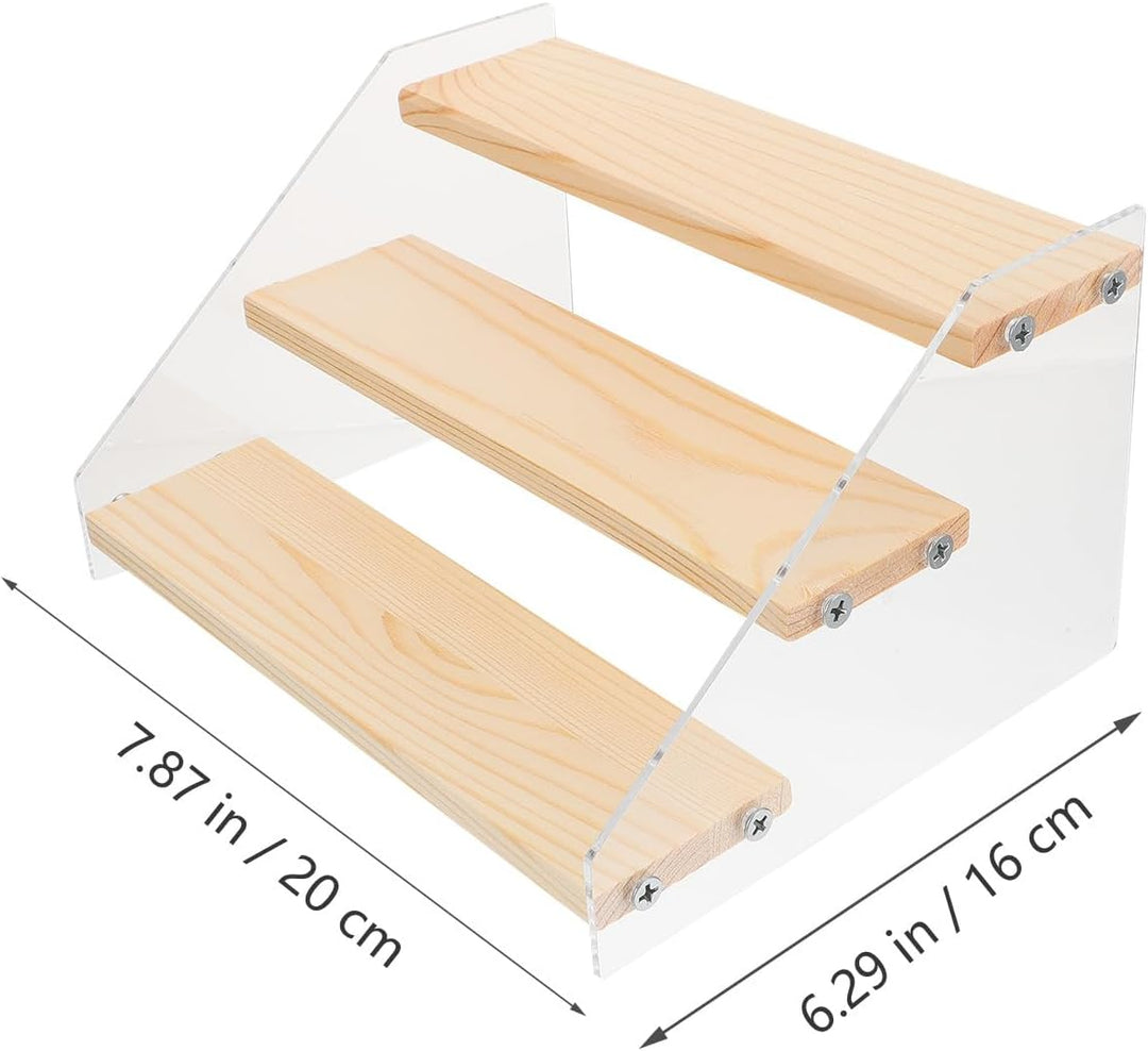 CLISPEED Acryl Holz Displayständer Mehrschichtig 3 Ebenen 20cm Breit für Dessert Schmuck Organizer A
