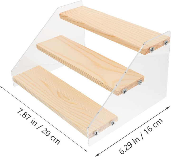 CLISPEED Acryl Holz Displayständer Mehrschichtig 3 Ebenen 20cm Breit für Dessert Schmuck Organizer A