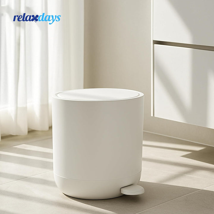 Relaxdays Mülleimer, 7 Liter, Absenkautomatik, Fusspedal, entnehmbarer Inneneimer, Kosmetikeimer, Ma