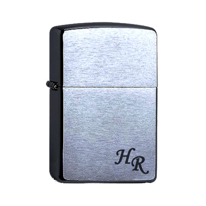 Zippo Benzinfeuerzeug mit Initialen Gravur Chrome Brushed Wunschgravur personalisiert Name Personali