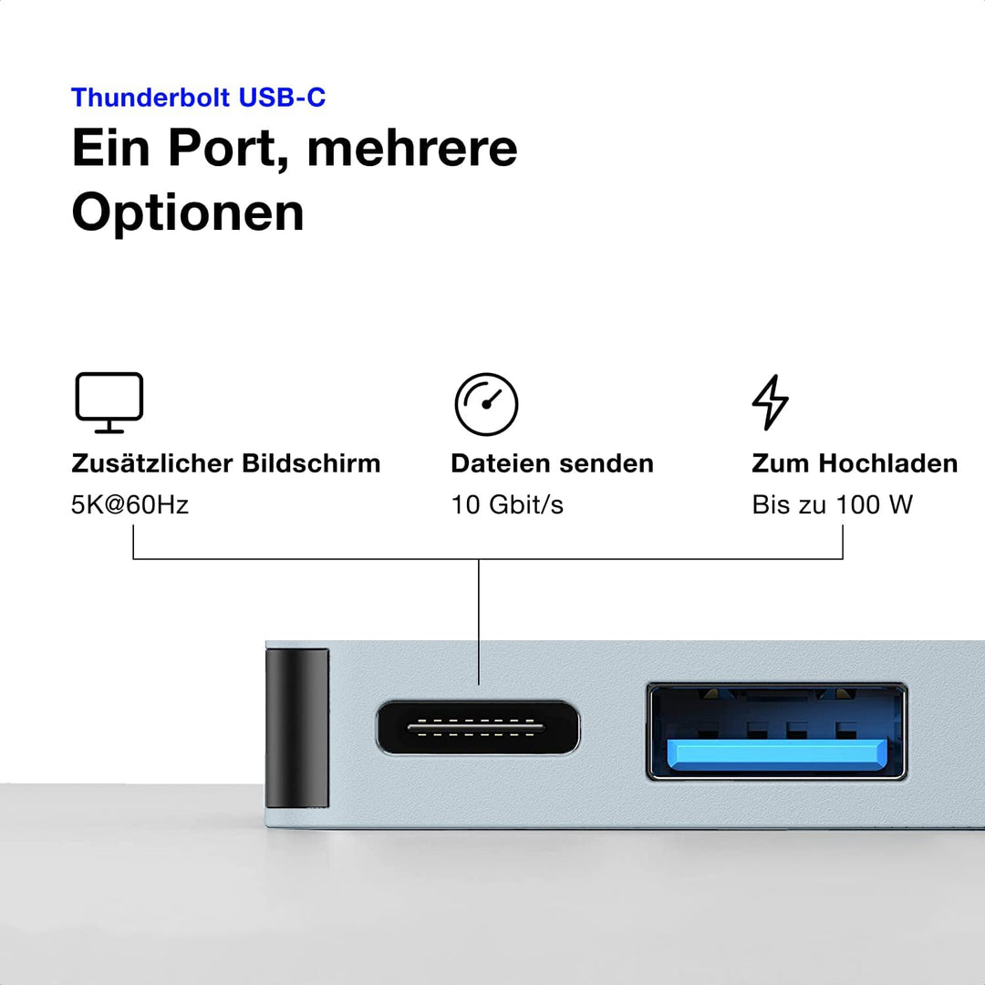MacBook USB C hub - Himmelblau HDMI, SD-kartenleser, USB3.0, Adapter mit Thunderbolt, für MacBook Ai