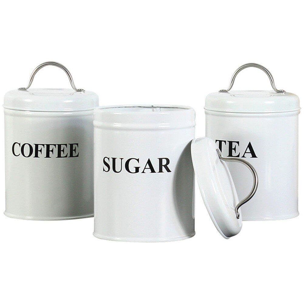 Sanfly Tee-, Kaffee- Und Zuckerbehälter, 3 Stück, Feuchtigkeitsbeständige Metallgläser, Vintage-teed