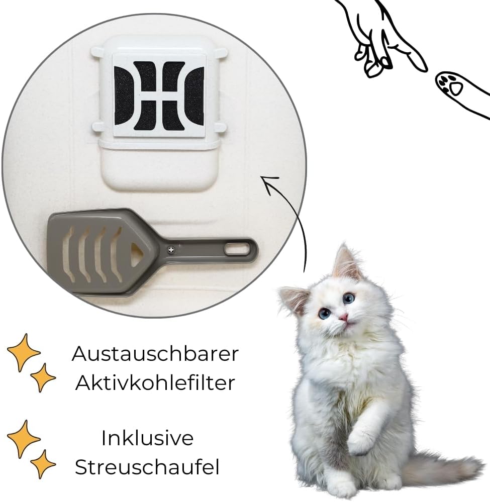 GarPet Katzenklo mit Deckel Schaufel Aktivkohlefilter, Haube kippbar, grosse XXL Katzentoilette, Kat