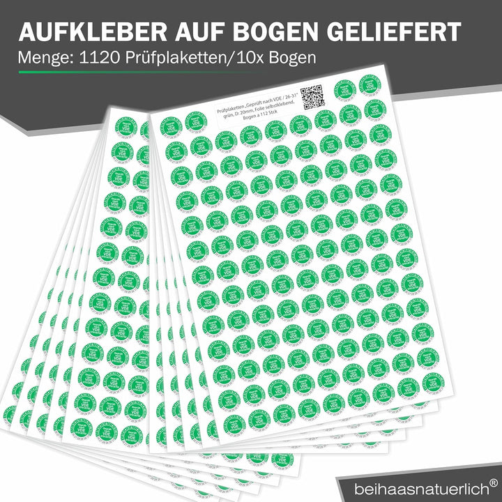 Fluxxx 1120 Stk Prüfplaketten "Geprüft nach VDE", 20 mm Ø, Prüfetiketten nach DGUV V3, 2023-2028, se