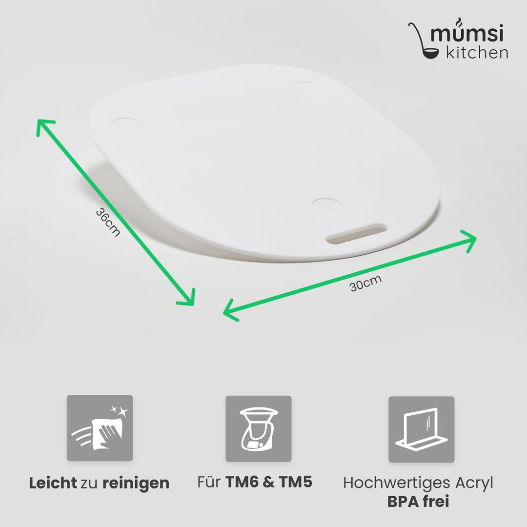 Gleitbrett für Thermomix TM6 & TM5 in weiss - Hochwertiger Gleiter aus Premium Acrylglas – Rollbrett