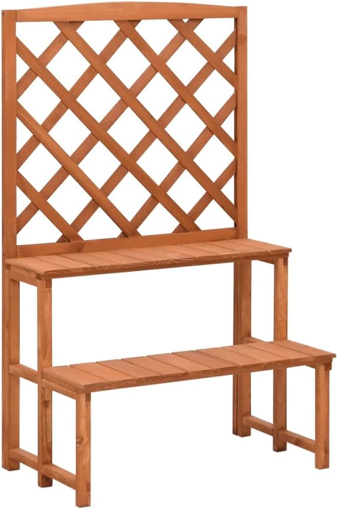 vidaXL Tannenholz Massiv Blumentreppe mit Rankgitter Rankhilfe Spalier Pflanzenregal Blumenständer B