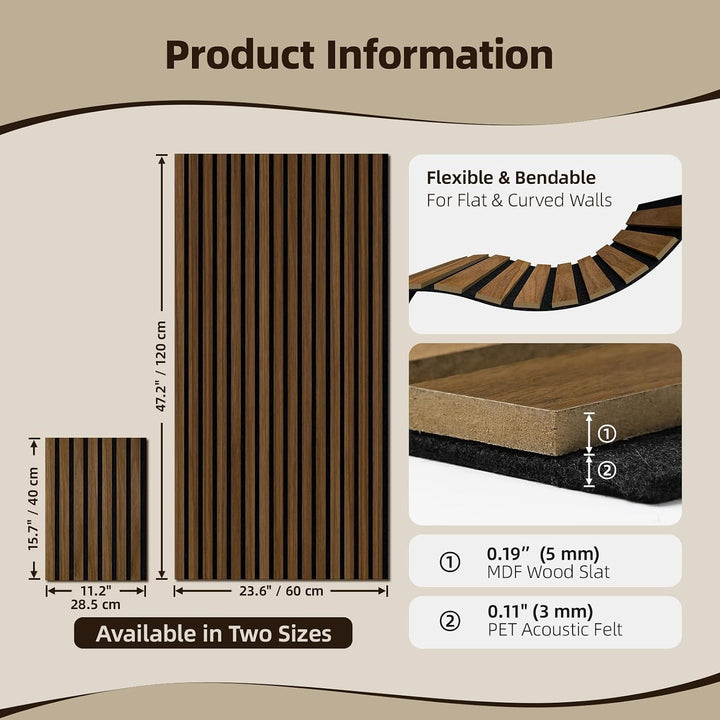 Vieshful 20er Set Flexible Holzlamellen Wandpaneele 28x40cm MDF | Akustikpaneele für Säulen &amp; Rundun