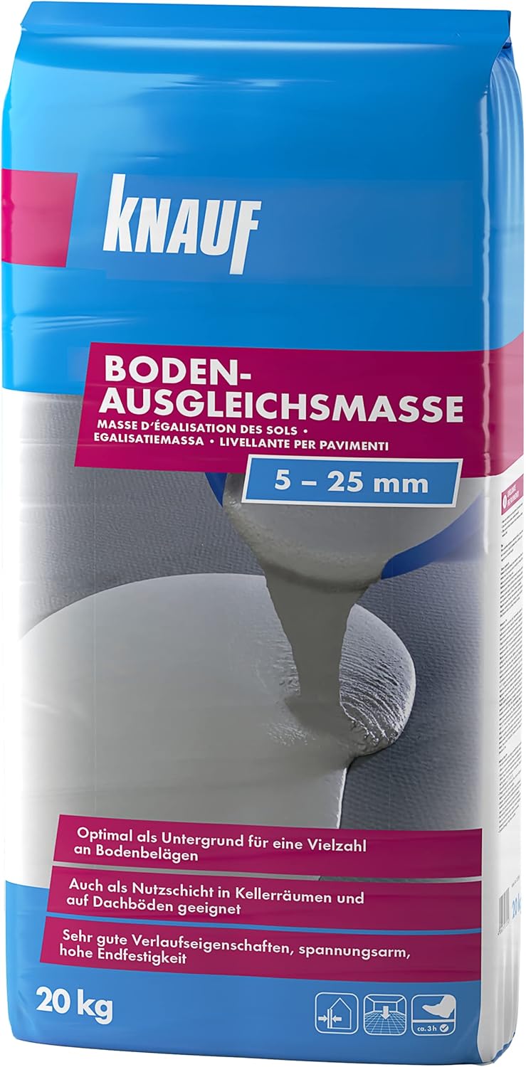 Knauf 125265 20 kg Bodenausgleichsmasse, Fliess-Spachtel, Nivellier-Masse – Estrich für Boden, innen