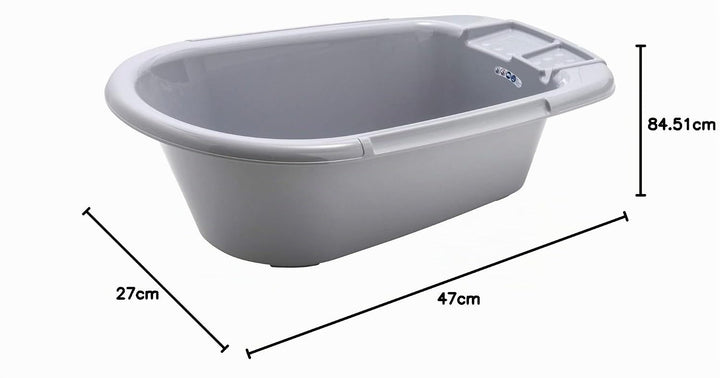 Rotho Babydesign Baby Badewanne, Mit Ablaufstöpsel, 0-12 Monate, Bella Bambina, Stone Grey (Grau), G