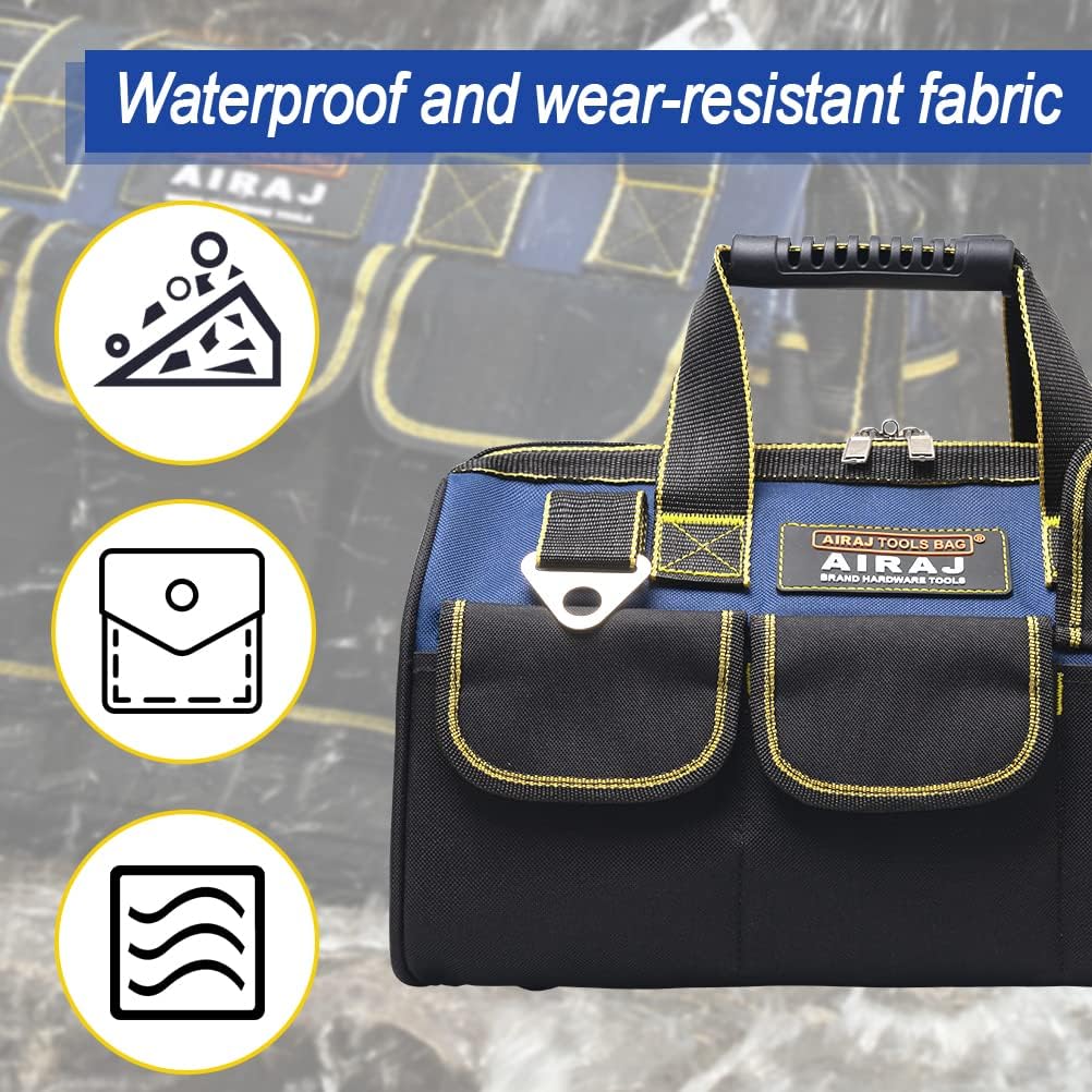 AIRAJ Werkzeugtasche, Pro Kleine Werkzeugtaschen (36×21×26cm),aus 1680D Polyester,mit 14 Multi-Tasch