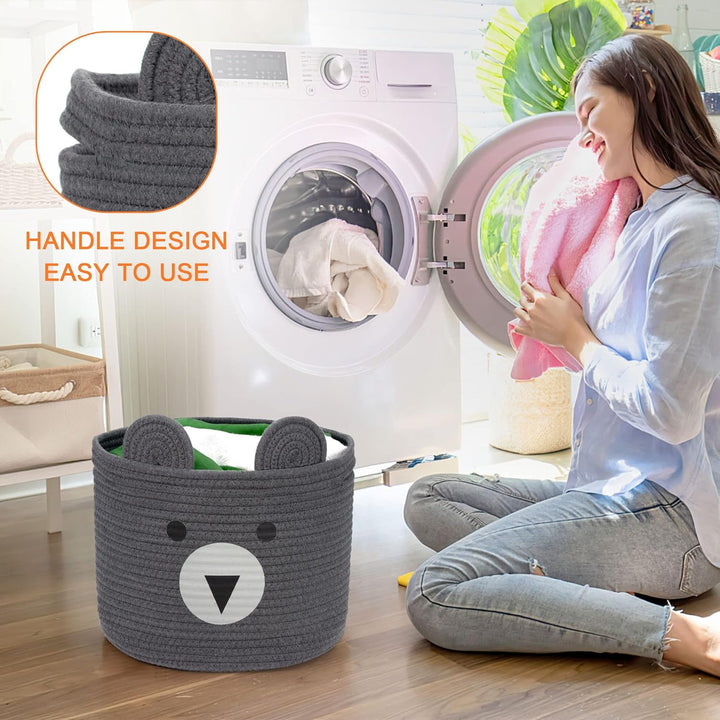 Aufbewahrungskorb Kinder aus Baumwolle für Spielzeug und Wäsche, Wäschekorb und Spielzeugkorb in ein