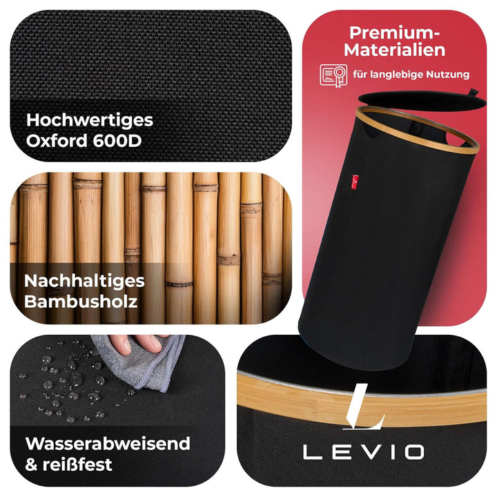 Levio® Gelber Sack Ständer mit Deckel – Müllsackhalter & Müllsackständer [80L mit Geruchsfilter] – M