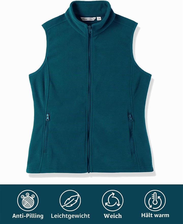 Outdoor Ventures Fleece Weste für Damen,Weich Ärmellos Jacke mit Reissverschlusstaschen, Sport Laufw
