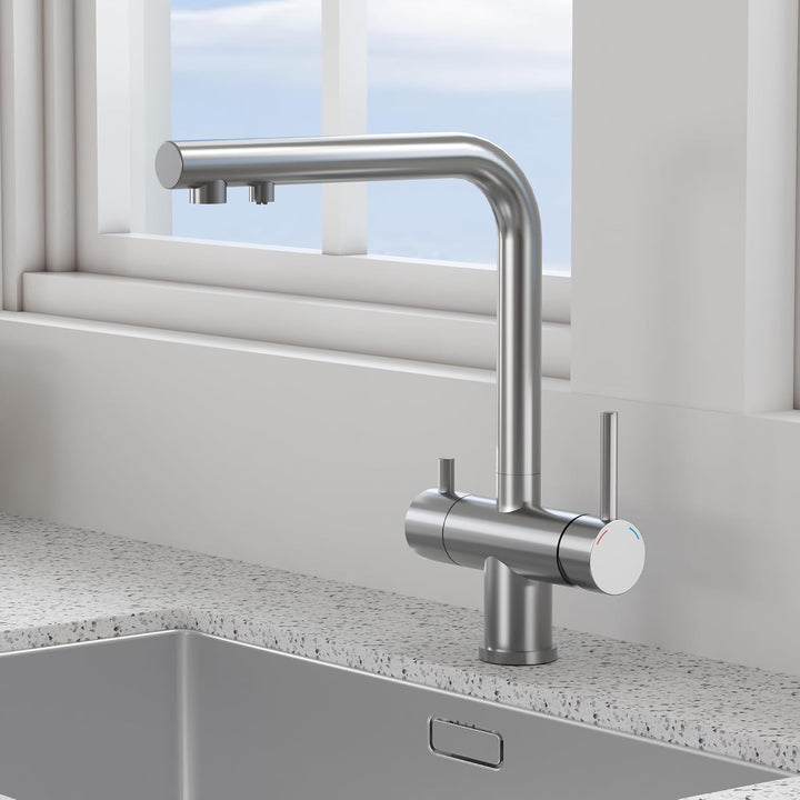 Wasserhahn Küche 3 Wege, 360° Drehbar Küchenarmatur, 3 in 1 Mischbatterie für Wasserfilter, Trinkwas