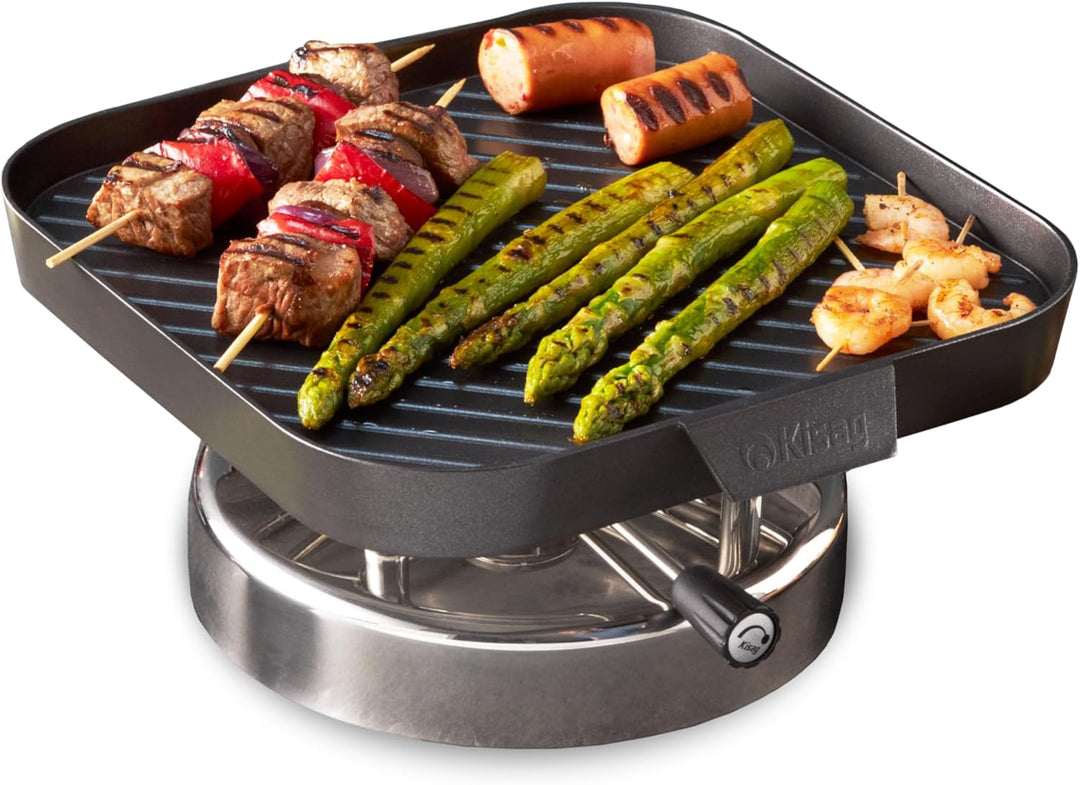 Kisag GrillplatteQUADRO 25×25cm, Antihaft‑Aluminium Grill Platte mit ILAG® 2‑lagiger Beschichtung, f